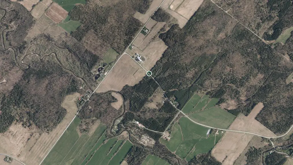 Aerial view of Camping de la Rivière Nicolet and surroundings