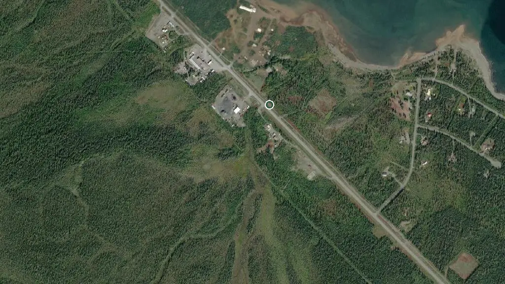 Aerial view of Destruction Bay Lodge and surroundings