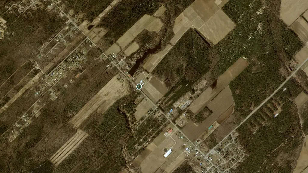 Aerial view of Camping du Lac Blais and surroundings