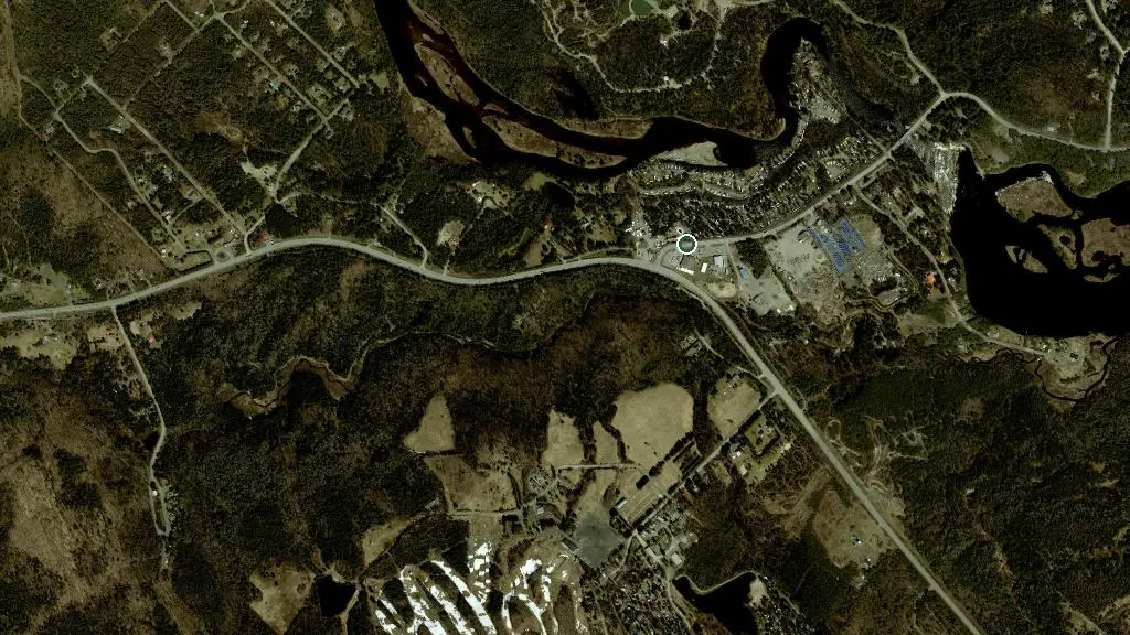 Aerial view of Camping Ô Cascades de Rawdon and surroundings