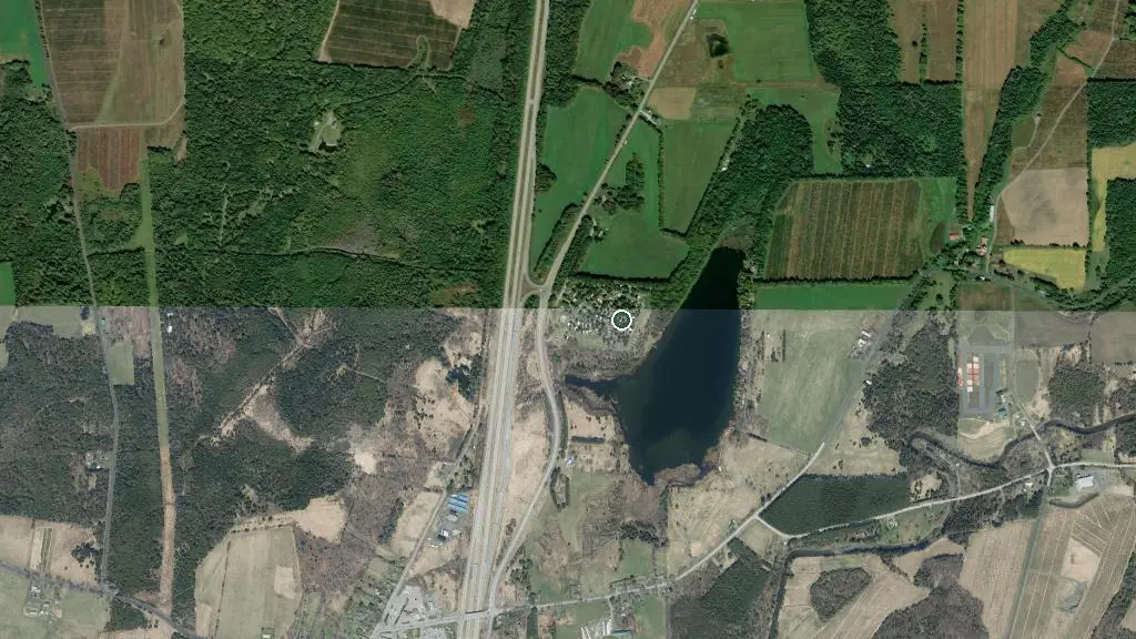 Aerial view of Camping Lac Frontiere and surroundings