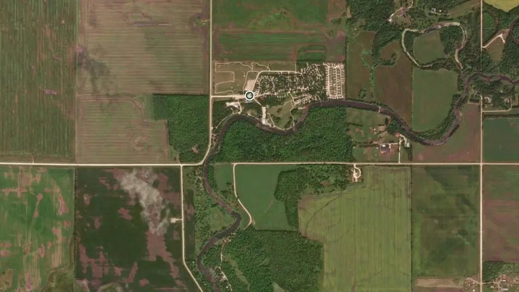 Aerial view of Great Woods Park and surroundings