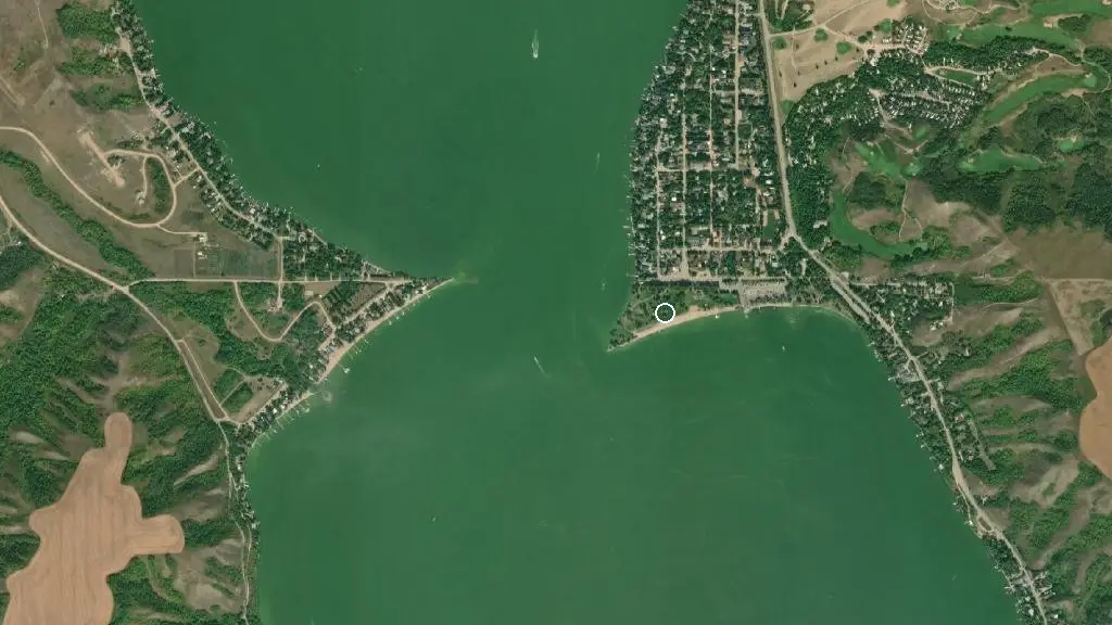Aerial view of Katepwa Point Provincial Park and surroundings
