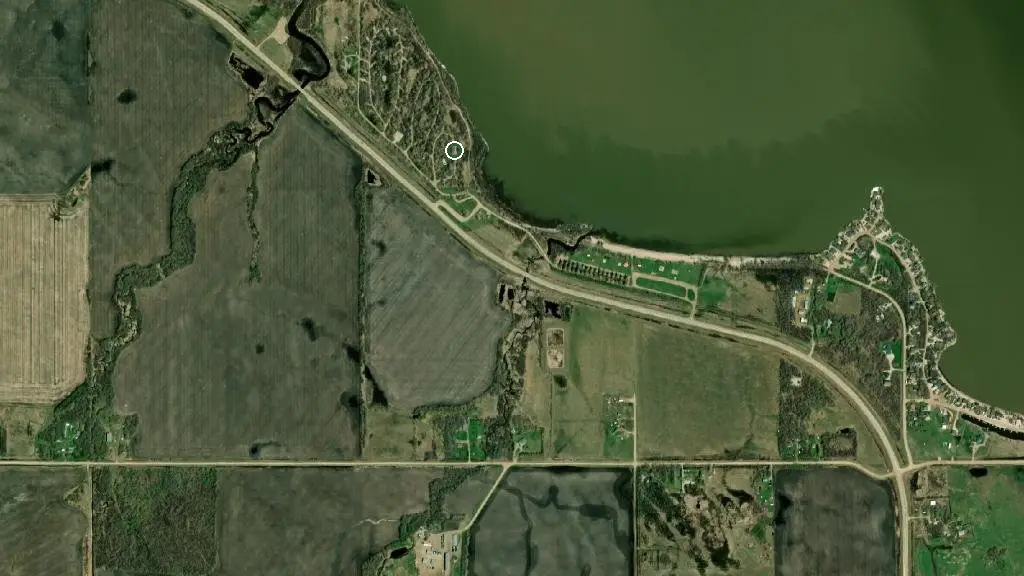 Aerial view of Rainbow Beach Campground and surroundings