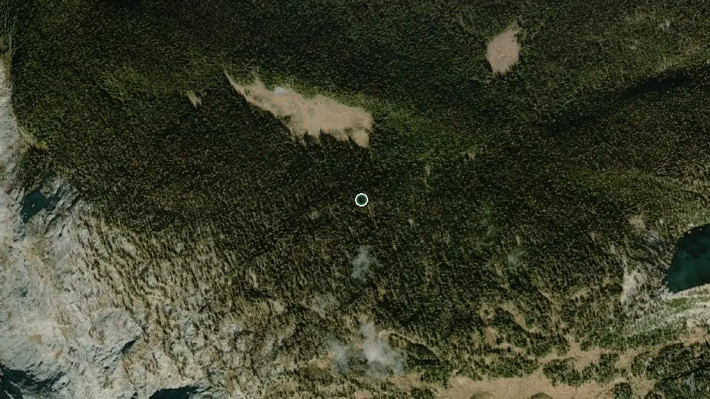 Aerial view of Top of the World Provincial Park and surroundings