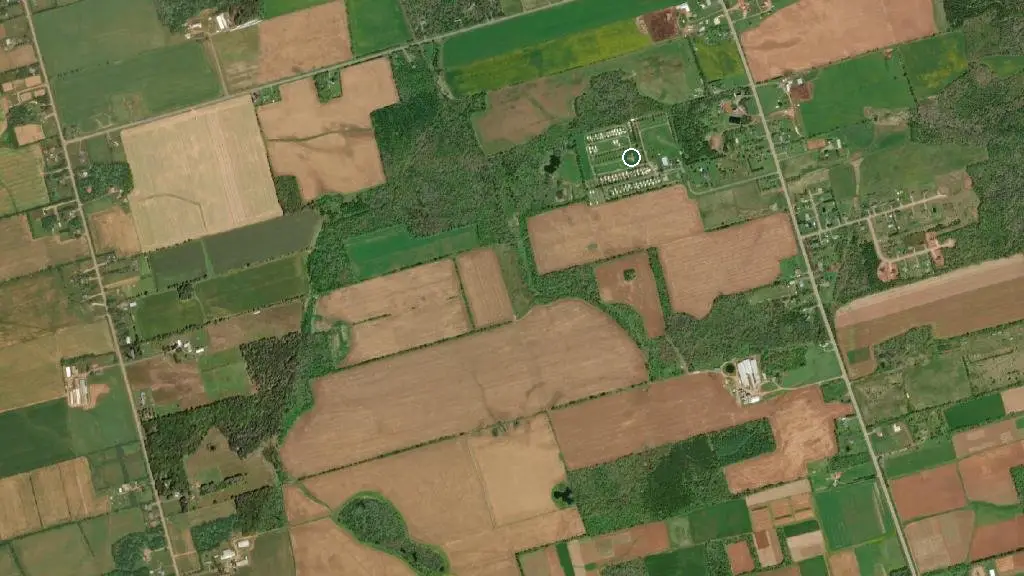 Aerial view of Pine Hills RV Park 1990 Ltd. and surroundings