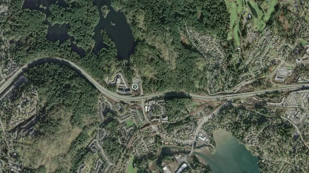 Aerial view of Thetis Lake Campground and surroundings