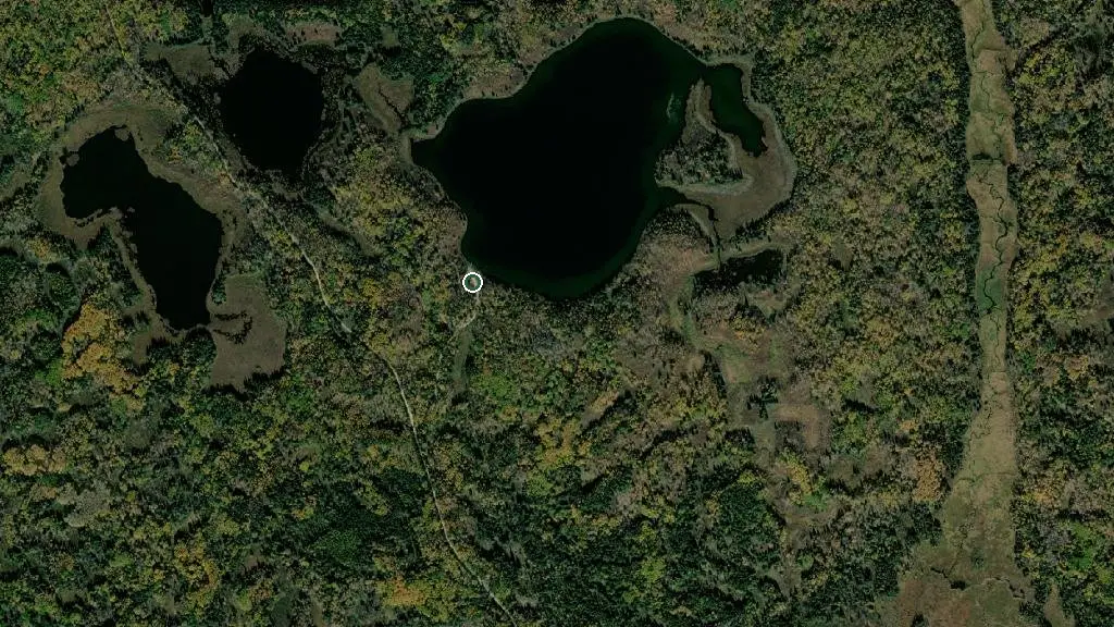 Aerial view of Deep Lake Campground and surroundings