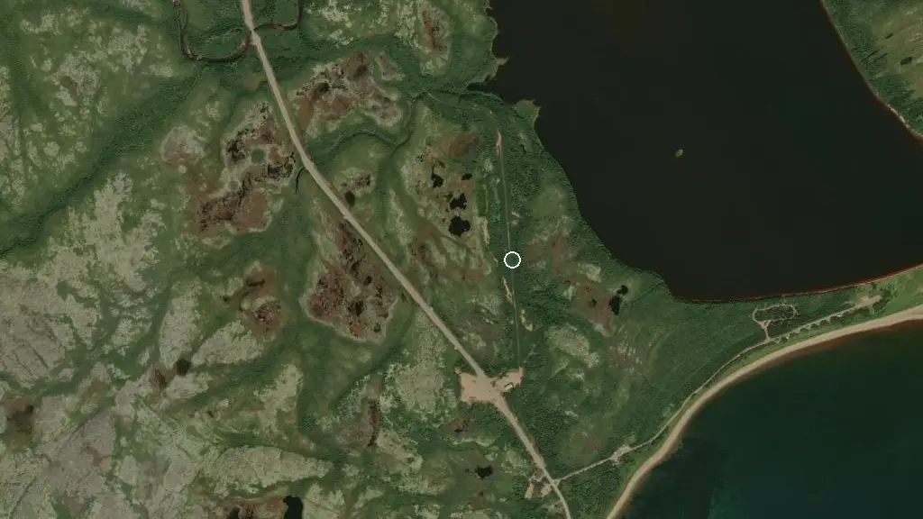 Aerial view of Pinware River Provincial Park and surroundings