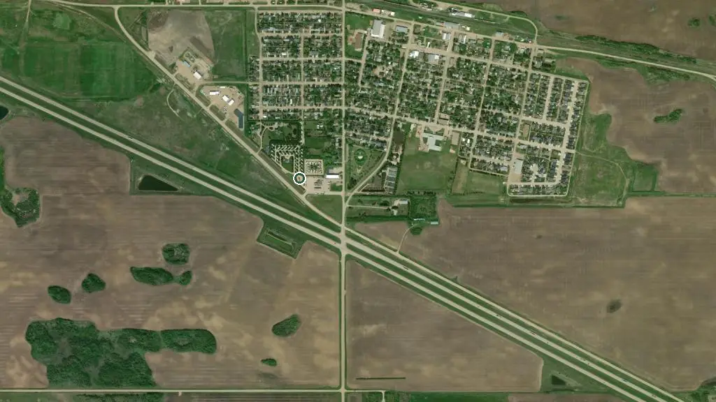 Aerial view of River Valley RV Park and surroundings