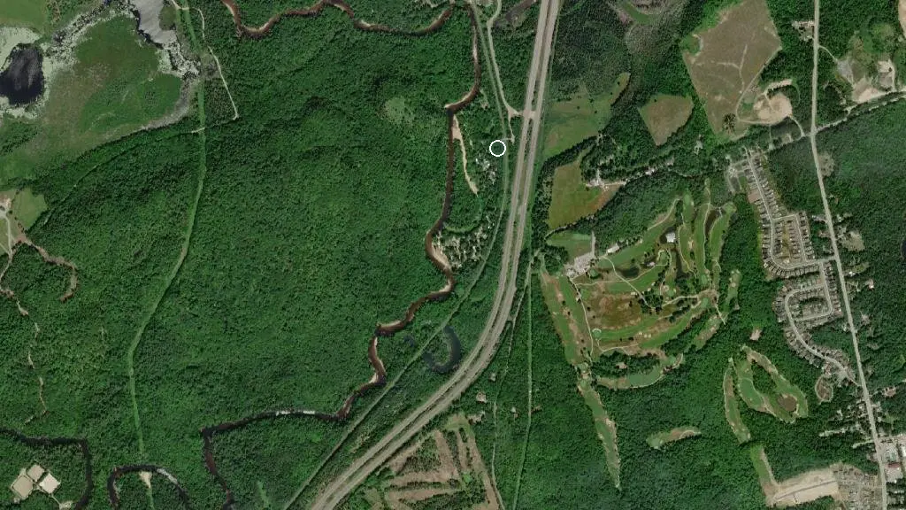 Aerial view of Silver Sands Tent & Trailer Park and surroundings