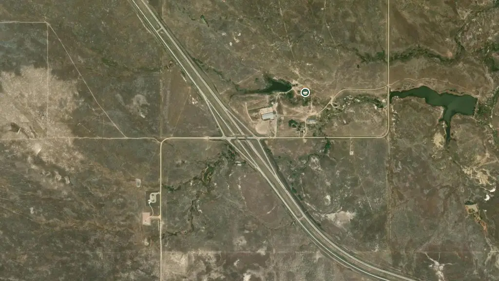 Aerial view of Badlands Edge Campground and surroundings