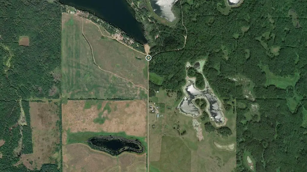 Aerial view of Hanmore Lake East Campground and surroundings