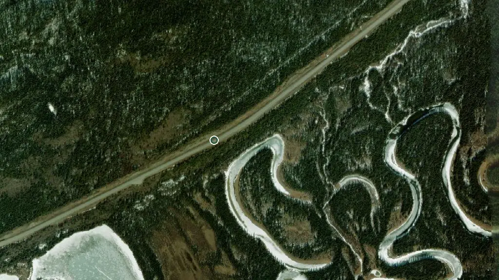 Aerial view of Yukon Motel, Restaurant & RV Park and surroundings
