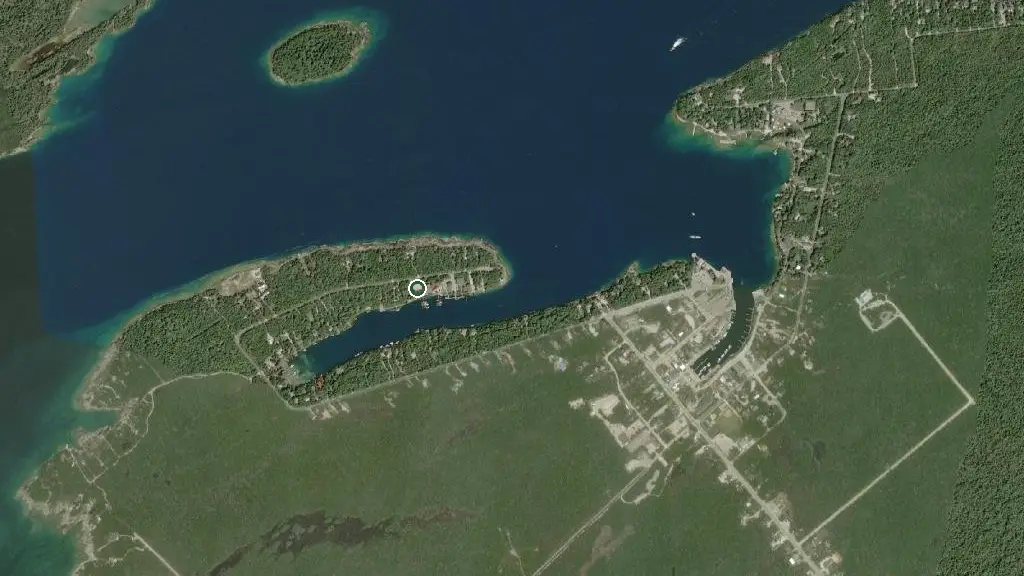 Aerial view of Big Tub Harbour Resort and surroundings