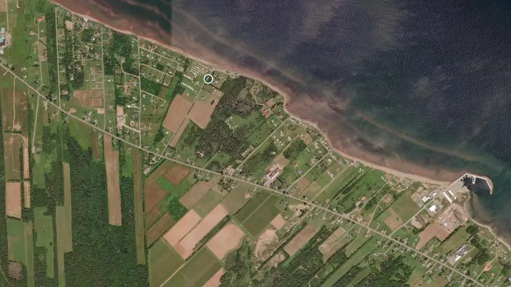 Aerial view of Silver Sands Campground and surroundings