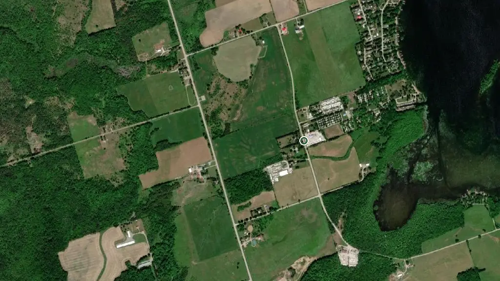Aerial view of Layzee Acres Park and surroundings