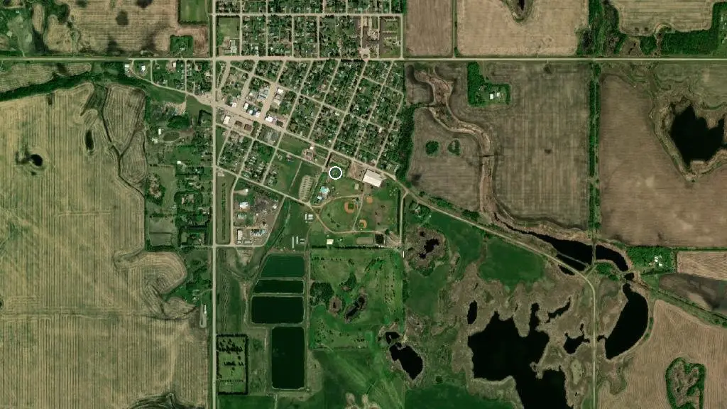 Aerial view of Hamiota Municipal Park and surroundings