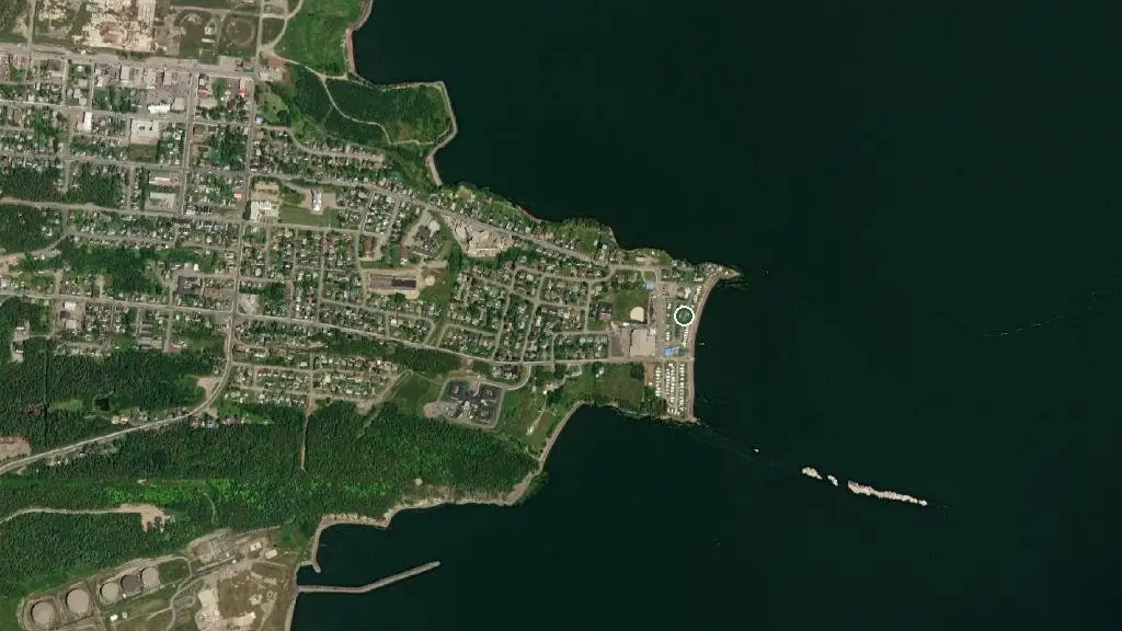 Aerial view of Inch Arran Trailer Park and surroundings
