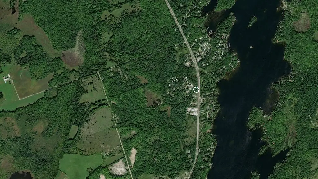Aerial view of Spruce Glen Trailer Park and surroundings