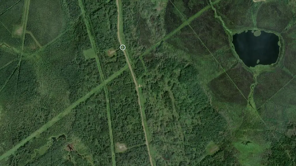 Aerial view of Losegun Lake Prov Rec Area and surroundings