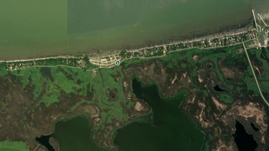 Aerial view of Delta Beach Campground and surroundings