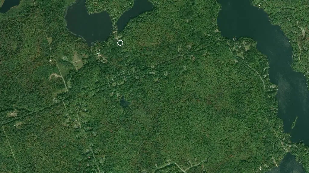 Aerial view of Muskoka Glens Trailer Park and surroundings