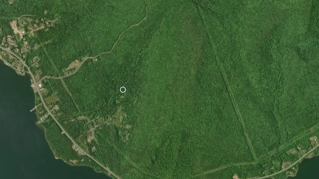 Aerial view of Whycocomagh Provincial Park and surroundings