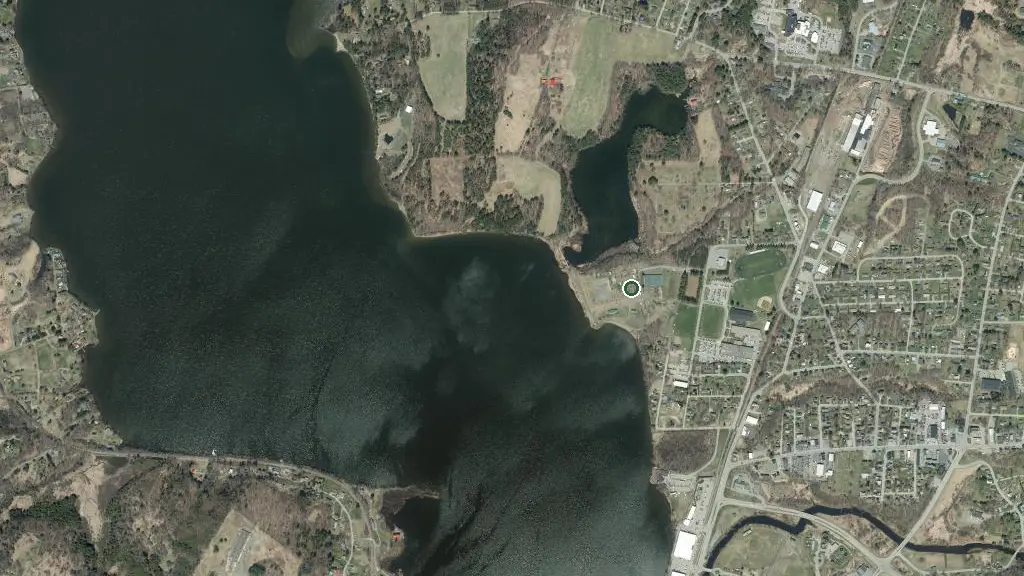 Aerial view of Prouty Beach Campground and surroundings