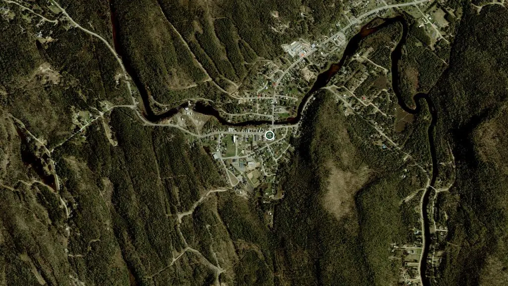 Aerial view of Parc Régional de la Chute-à-Bull and surroundings