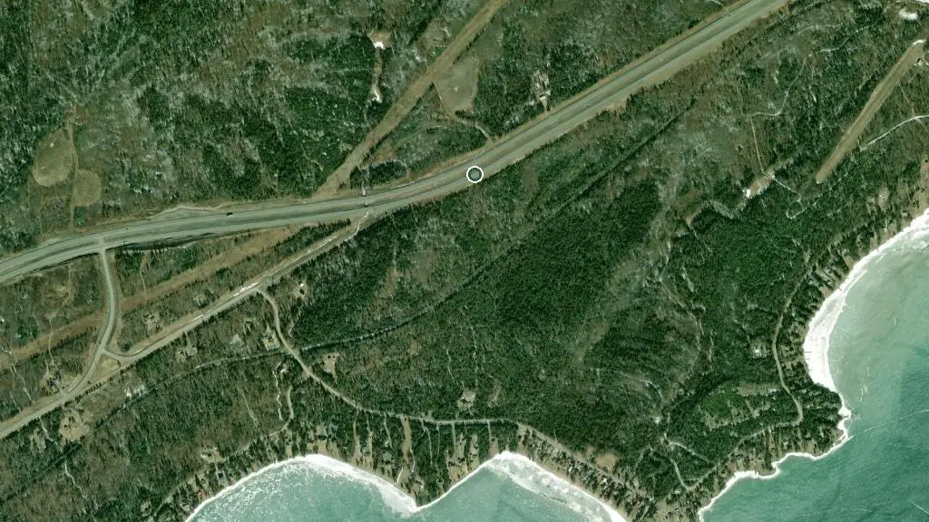 Aerial view of Georges Mountain Village Trailer Park and surroundings