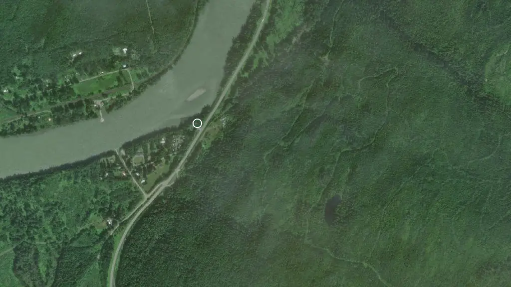 Aerial view of Terrace-Skeena Usk RV Park and surroundings