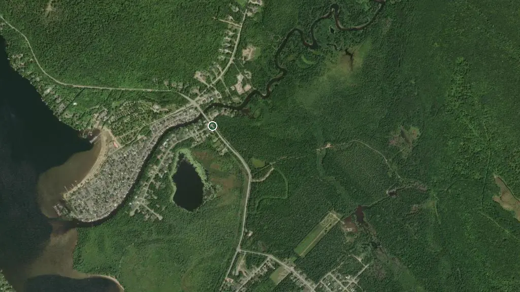 Aerial view of Club Plage Lac Saint-Joseph and surroundings