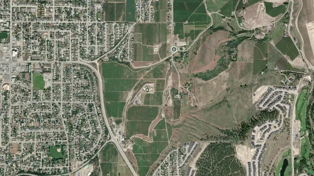 Aerial view of Farming Karma RV Park and surroundings