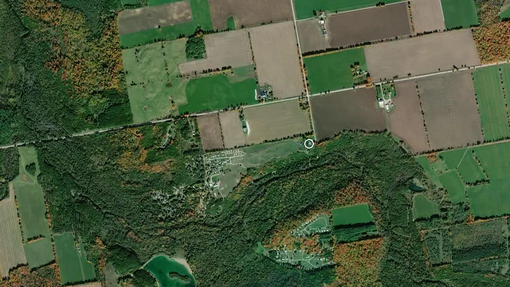 Aerial view of River Place Campground and surroundings