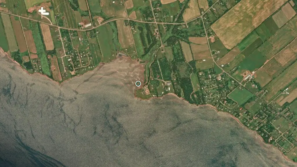 Aerial view of Canoe Cove Beach and surroundings