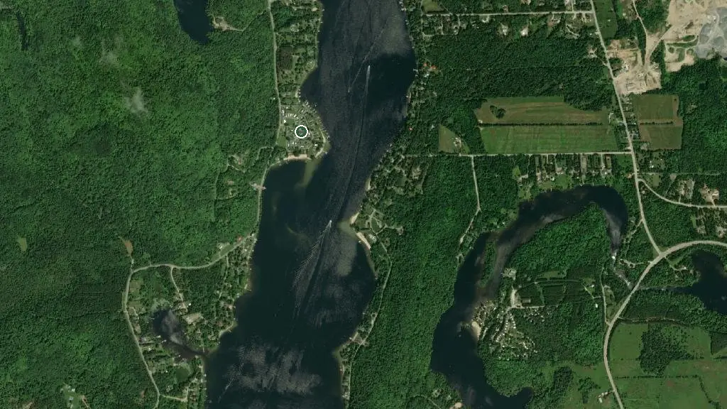 Aerial view of L`Anse aux Bouleaux and surroundings