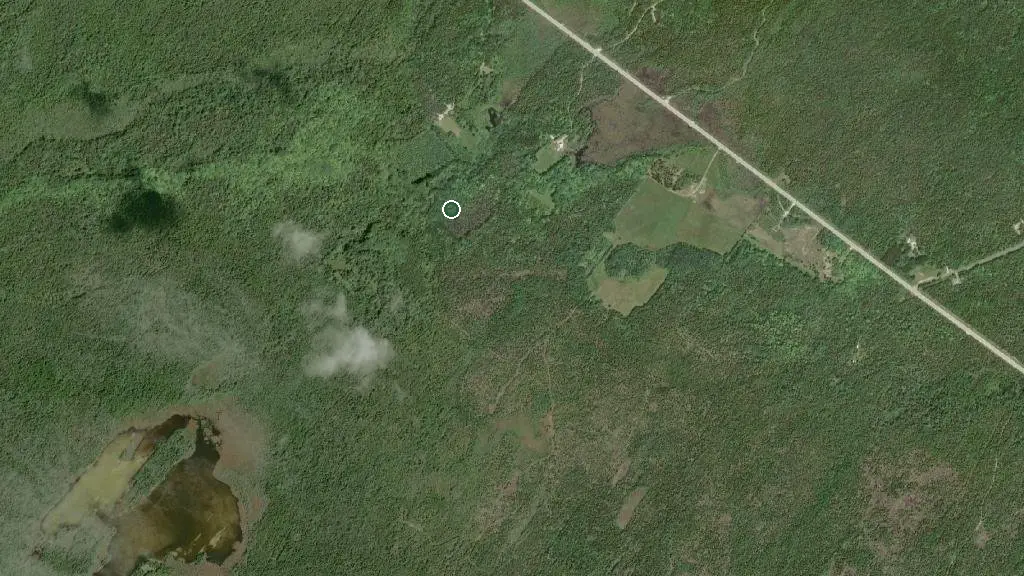 Aerial view of Harmony Acres and surroundings