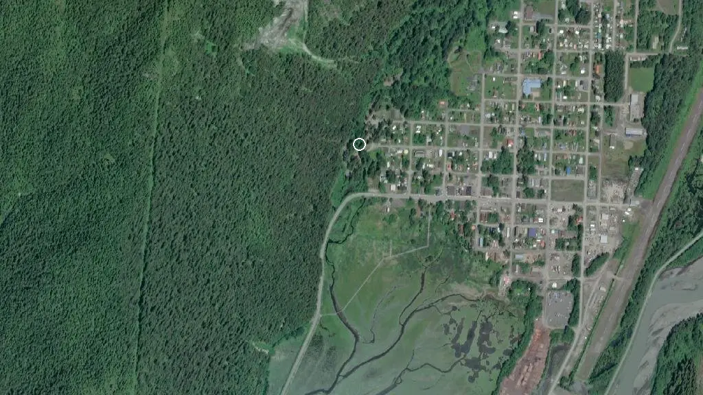 Aerial view of Rainey Creek Municipal Campground and surroundings