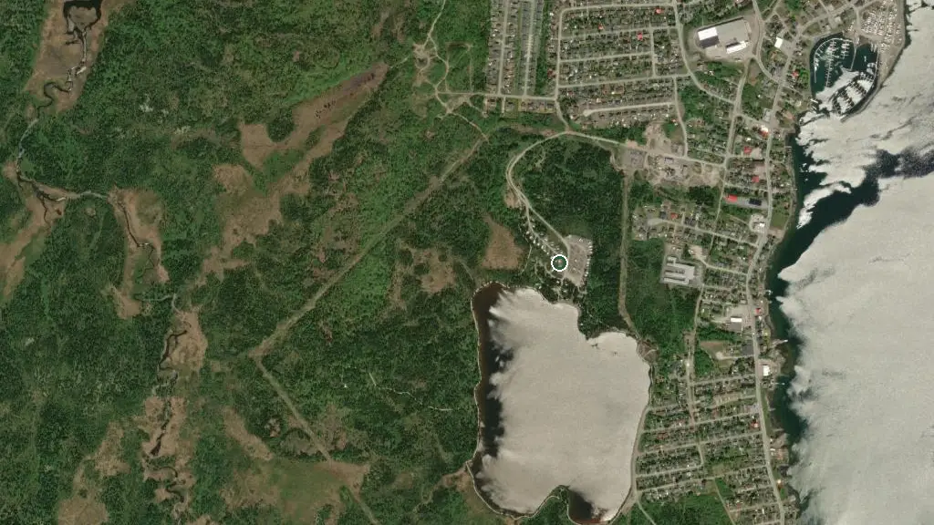 Aerial view of Woolfrey’s Pond Campground and surroundings