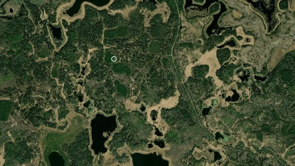 Aerial view of West Blue Lake Campground and surroundings