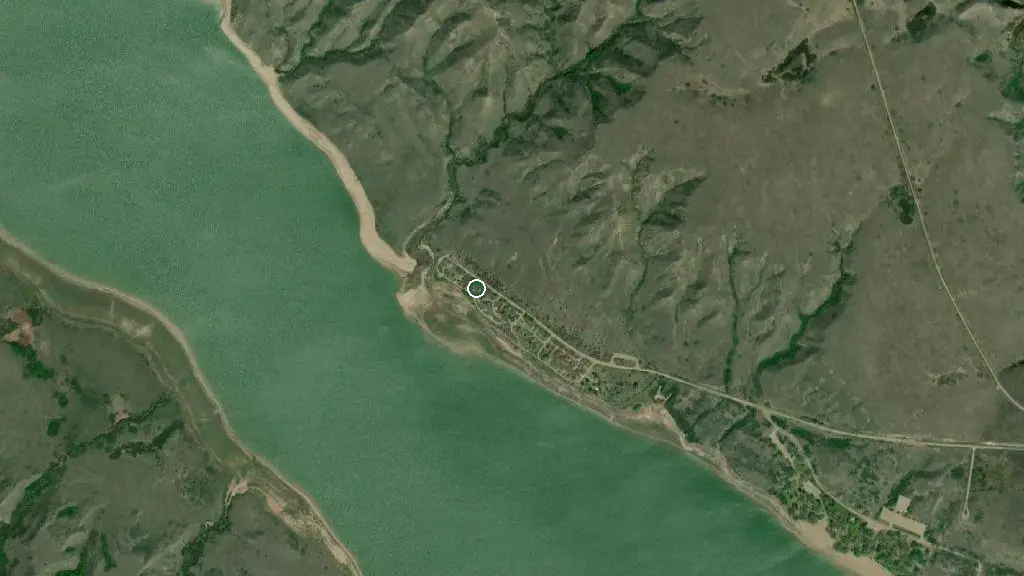 Aerial view of Prairie Meadow Group Campground and surroundings
