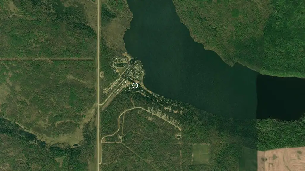 Aerial view of Barrier Lake Resort and surroundings