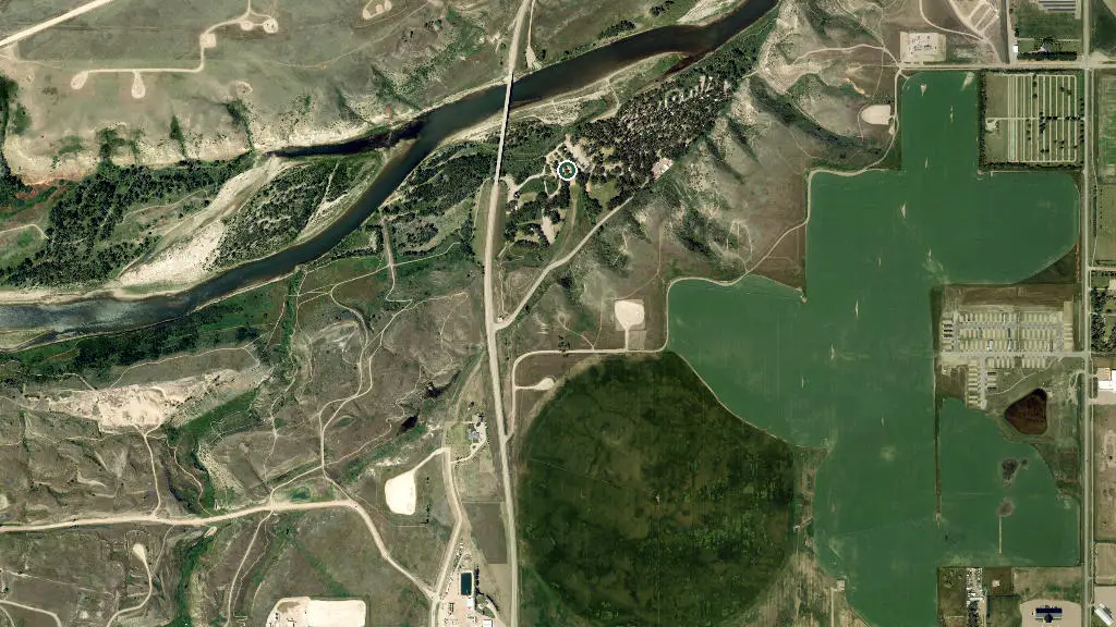 Aerial view of Taber Municipal Park and surroundings