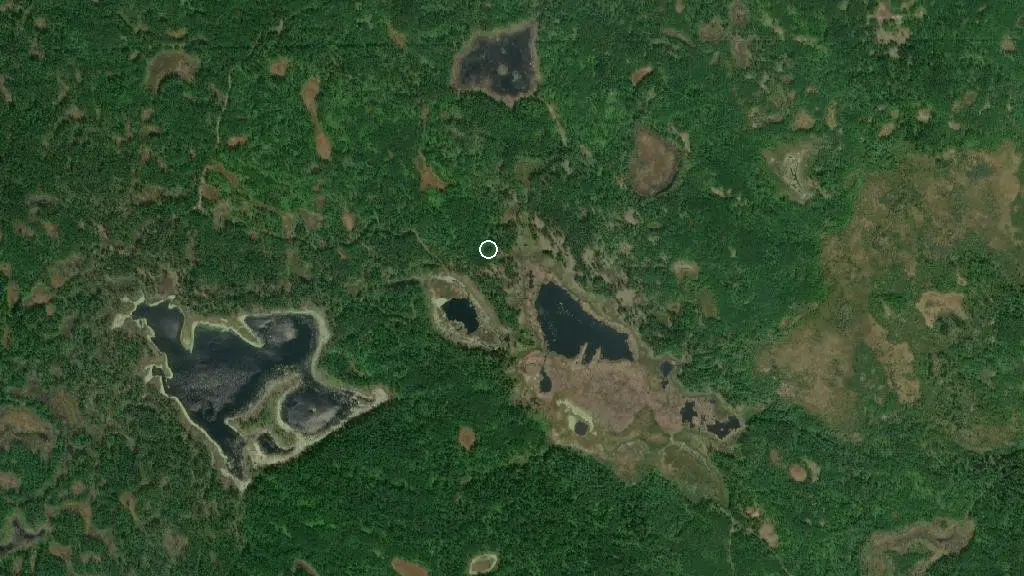 Aerial view of Mewasin Beach Campground and surroundings