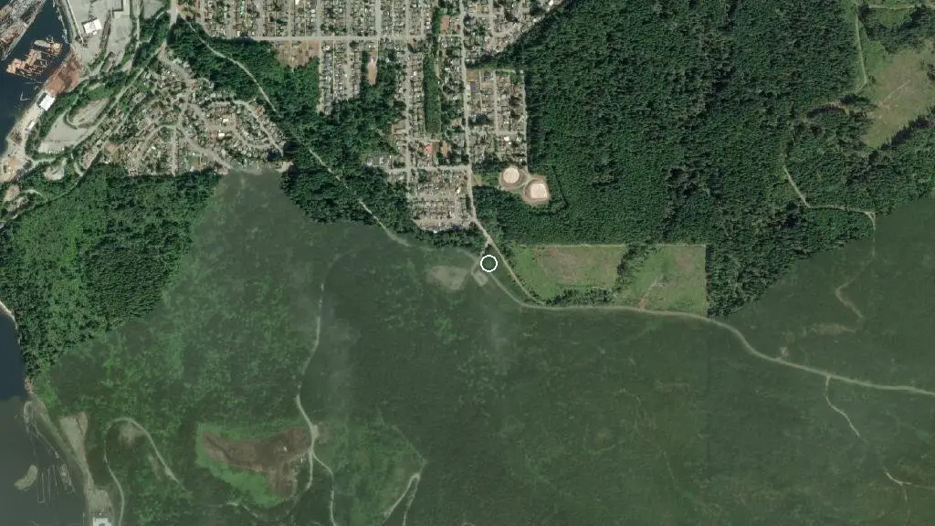 Aerial view of China Creek Park Marina & Campground and surroundings