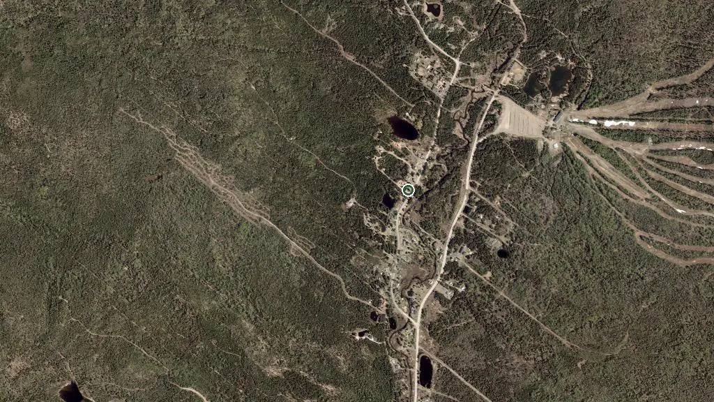 Aerial view of Yourte Expérience Charlevoix and surroundings