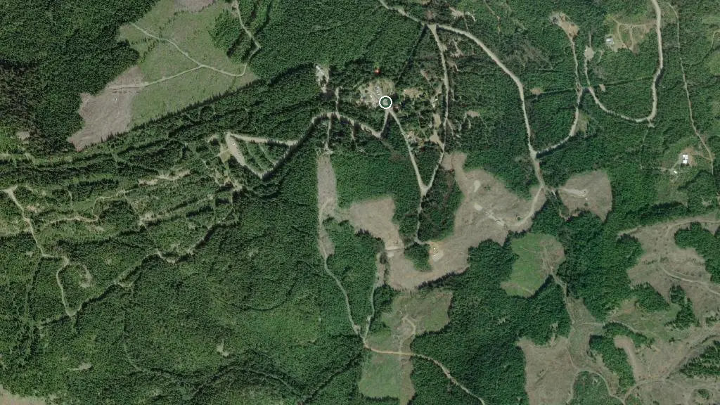 Aerial view of Forbidden Plateau Campground and surroundings