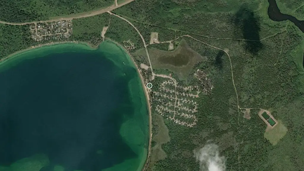 Aerial view of Kimball Lake Campground and surroundings