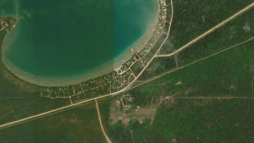 Aerial view of Clearwater Provincial Park - Pioneer Bay Campground and surroundings
